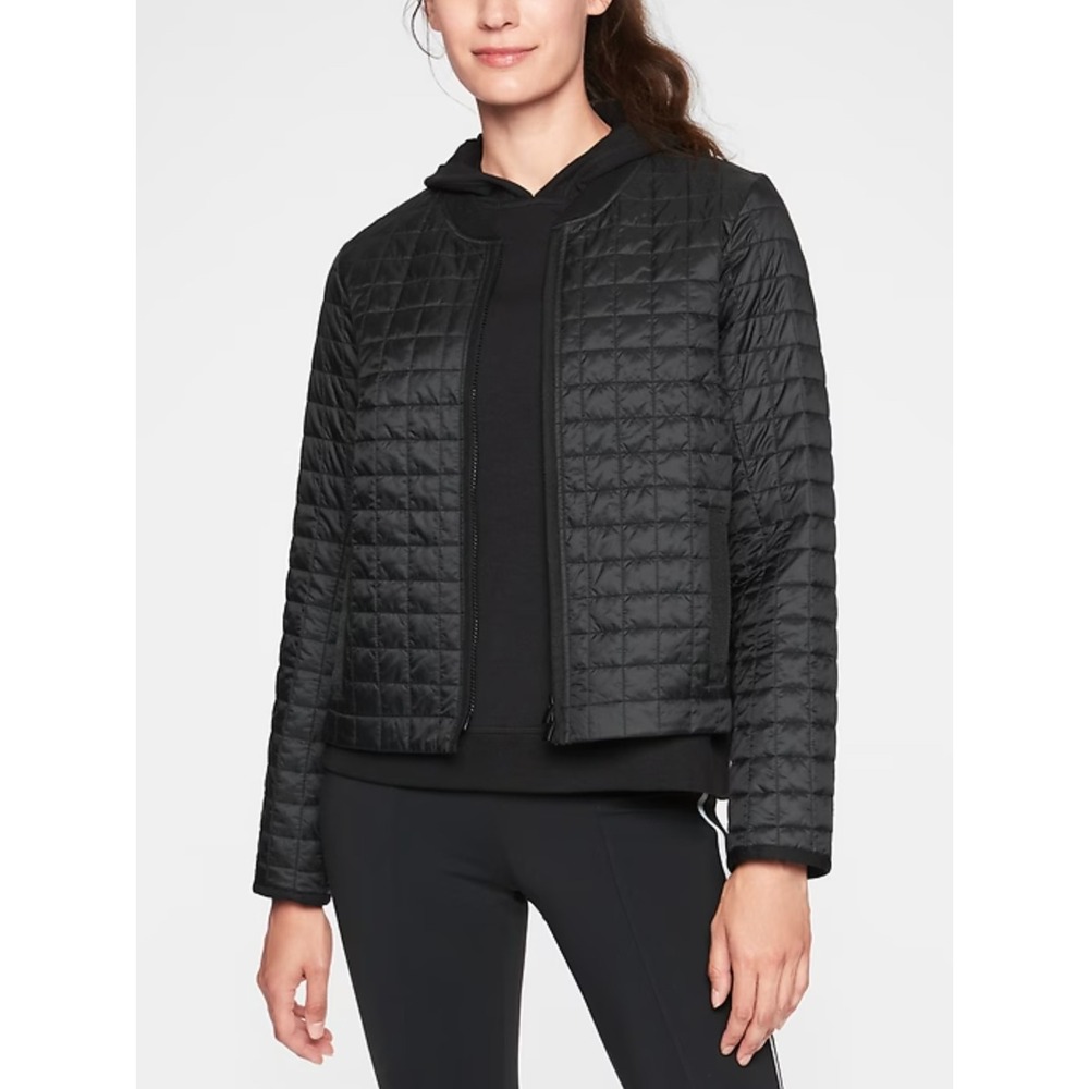 Athleta Recycled Grandview Shortie Quilted Bomber Jacket Black Size S NWT - Picture 5 of 10